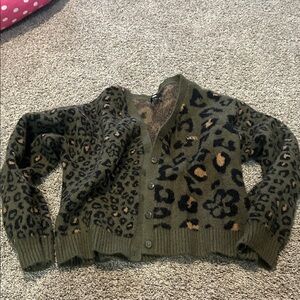 Vans Olive and Black Leopard Cardigan